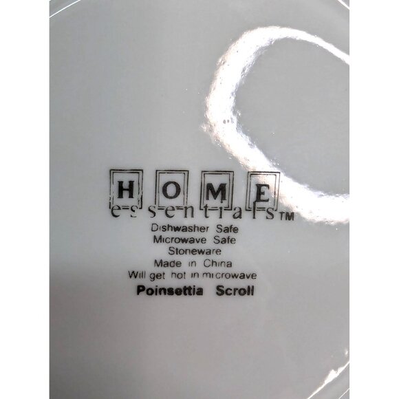 Home Essentials Stoneware Poinsettia Scroll Flat Cup and Saucer Sets Lot of 3 - Picture 9 of 9